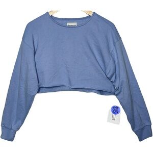 Abercrombie & Fitch Soft A&F Blue Fleece Crewneck Cropped Sweatshirt Size Small